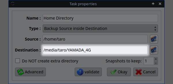 9. バックアップ先のディレクトリを指定する 9. バックアップ先のディレクトリを指定する