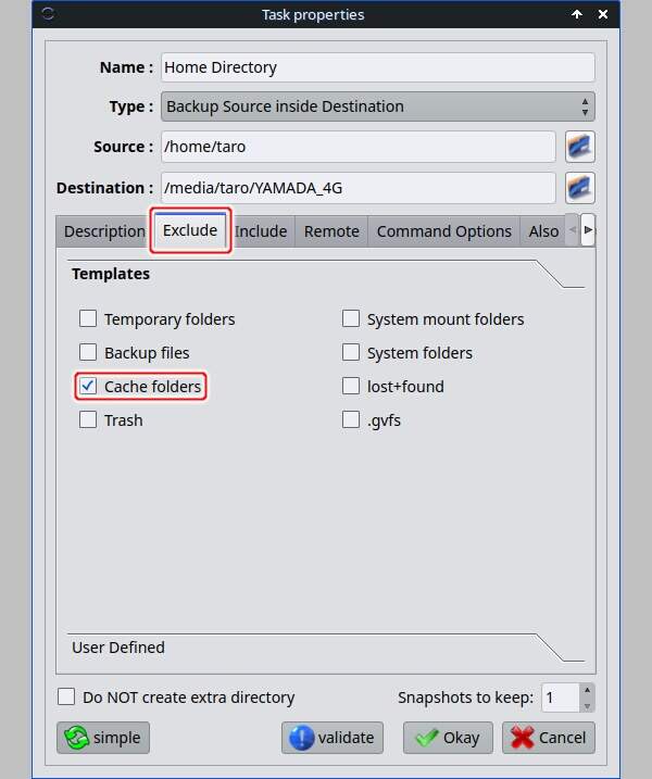 12. ExcludeタブのCache foldersにチェックを入れる 12. ExcludeタブのCache foldersにチェックを入れる