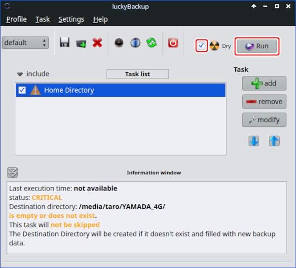 17. Dry にチェックを入れて[Run]ボタンを押す