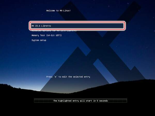 13. MX Linuxの起動を実行